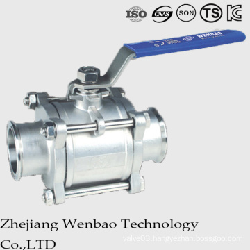 3PC Qucik Installed Manual Stainless Steel Sanitary Ball Valve with Handle